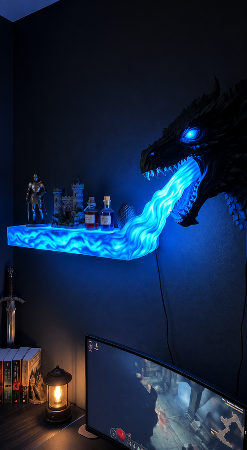 LED Fire-Breathing Dragon Shelf